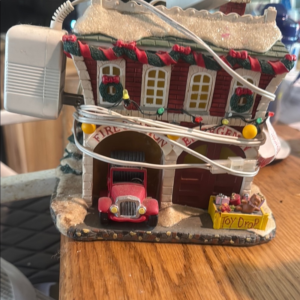 Festive Holiday Fire Station Decoration